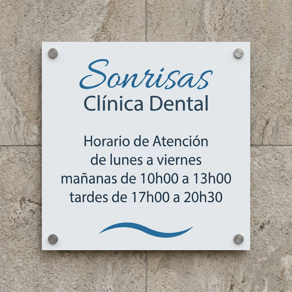 Cartel de horario de atención de la clínica